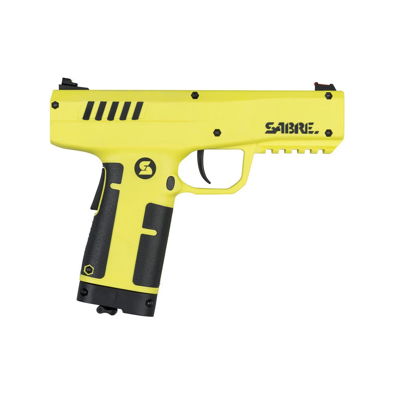 SABRE 0.68 Caliber Home Defense Pepper Projectile Launcher SL-P1C in yellow and black – non-lethal self-defense pistol