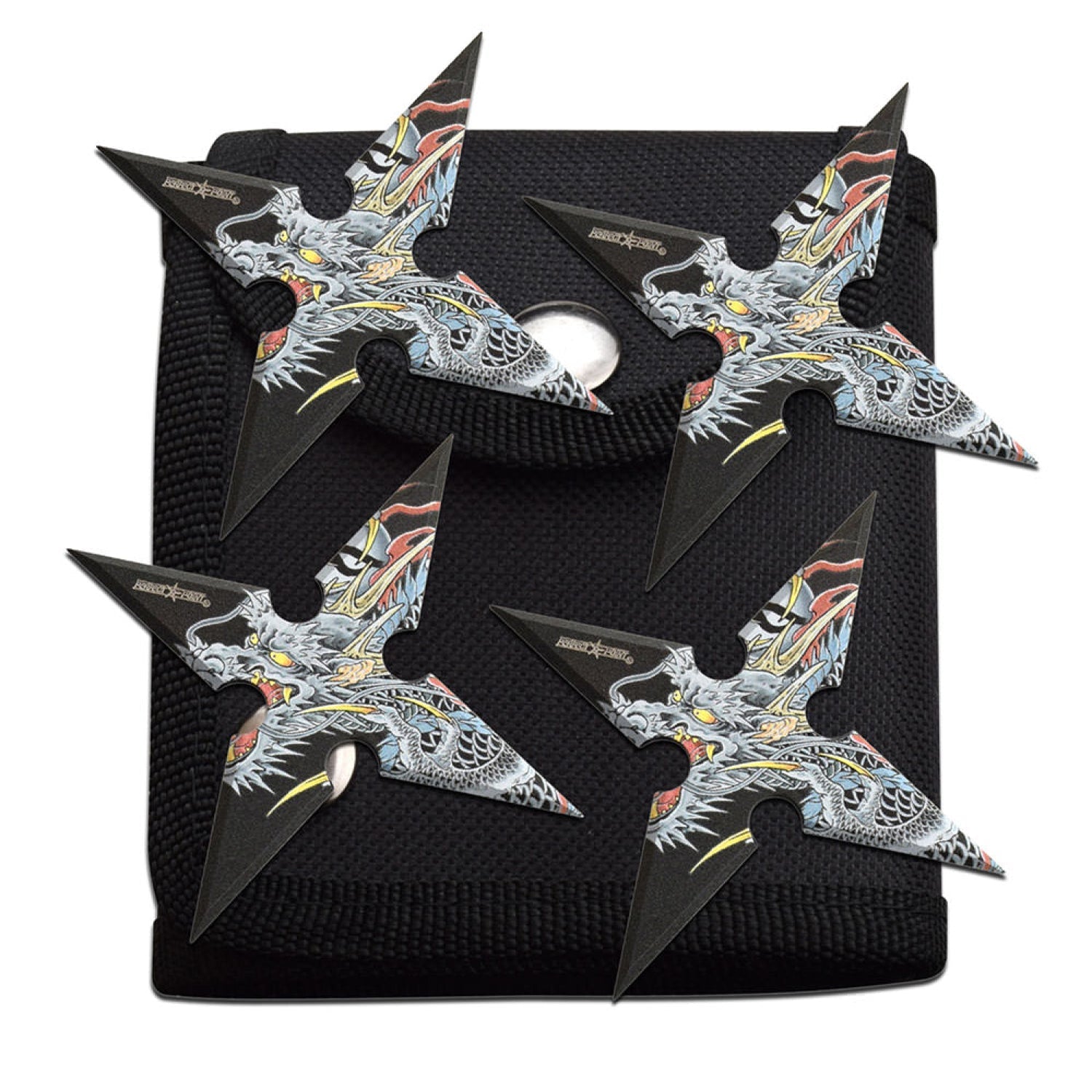4 - INCH 4 Points Throwing Stars with Pouch - 4 Pack - DB Self Defense