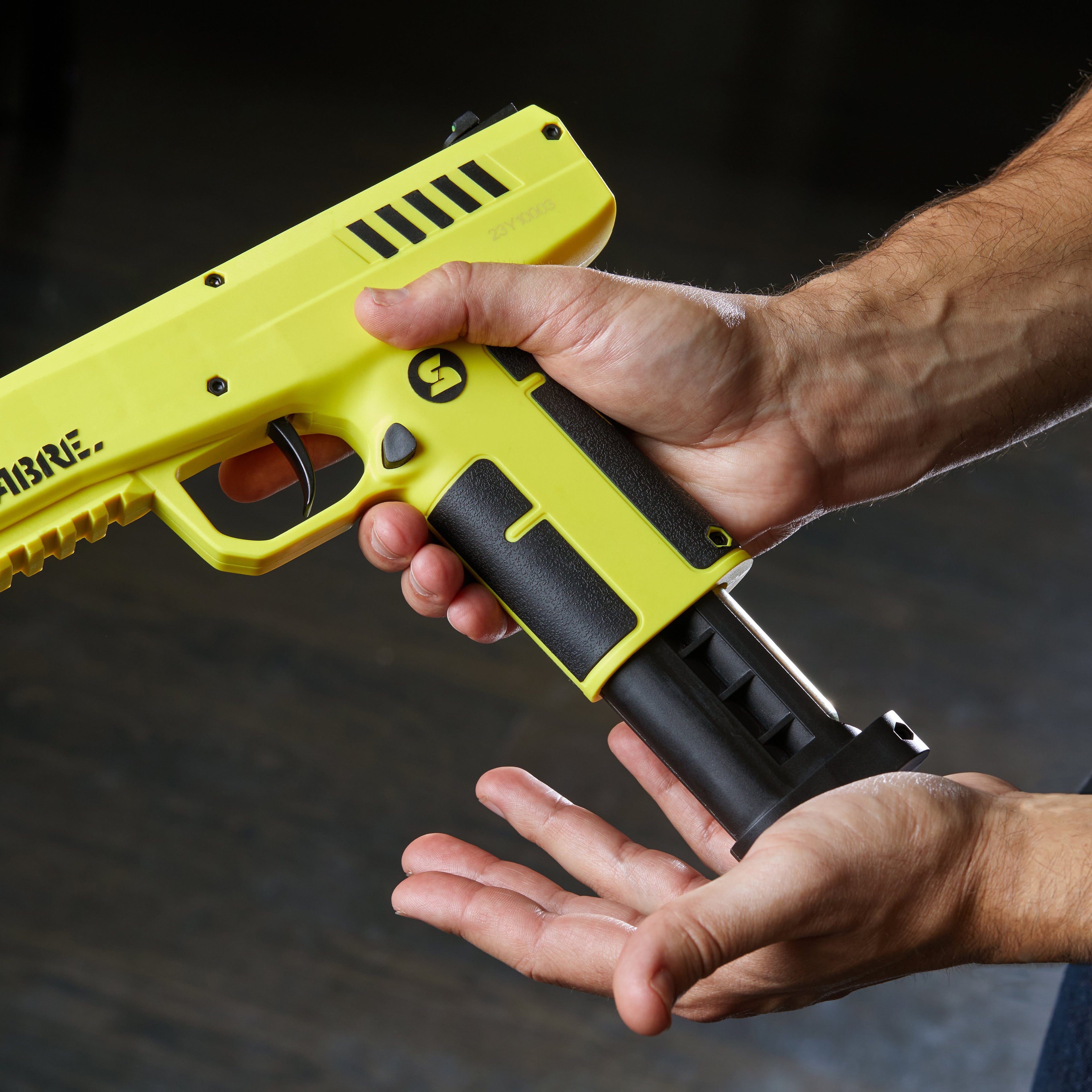 SABRE 0.68 Caliber Home Defense Pepper Projectile Launcher SL-P1C in yellow and black – non-lethal self-defense pistol