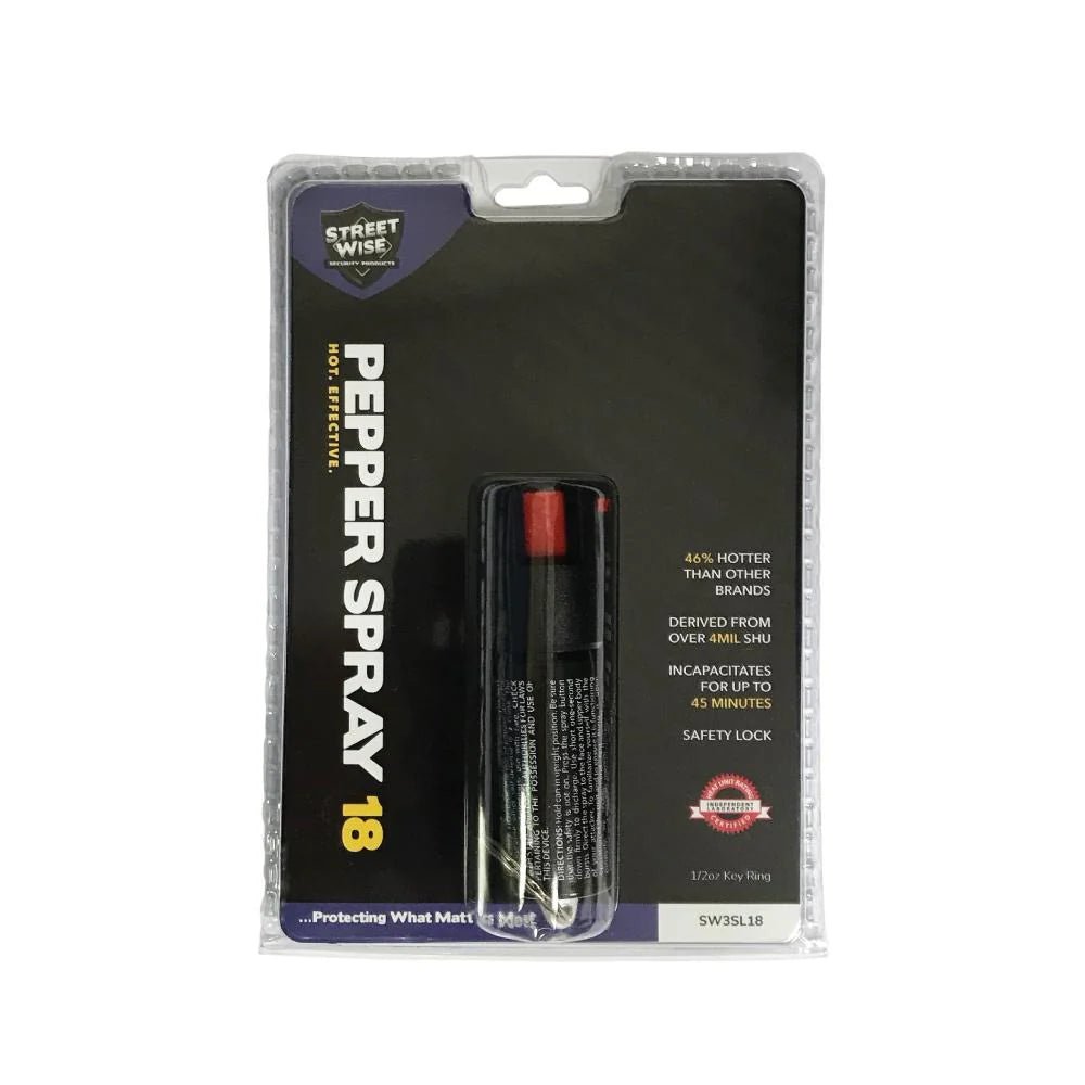 Streetwise 18 Stream Pepper Spray 0.5 oz Safety Lock - DB Self - Defense & Security