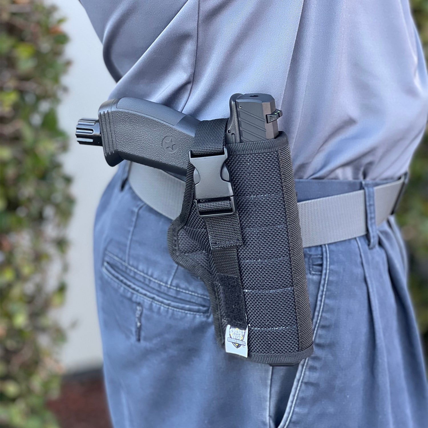 Streetwise The Heat .50 Cal Pepper Launcher in Heavy Duty Holster – custom nylon belt carry case with quick-draw retention for non-lethal self-defense pistol
