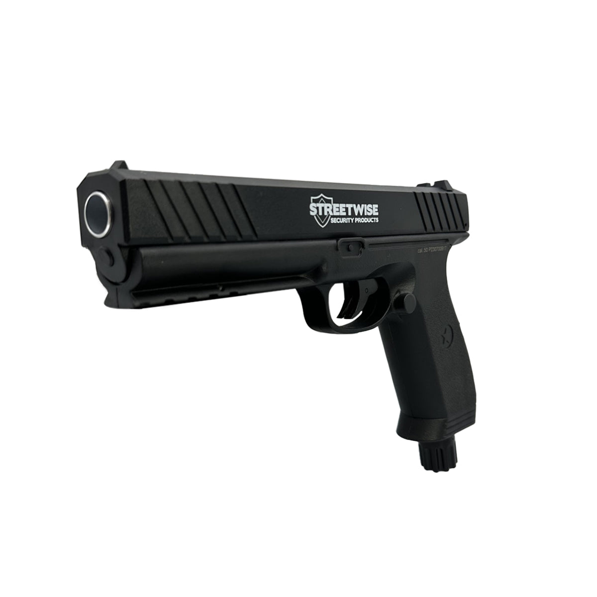 Black handgun with 'Streetwise Security Products' branding on a white background