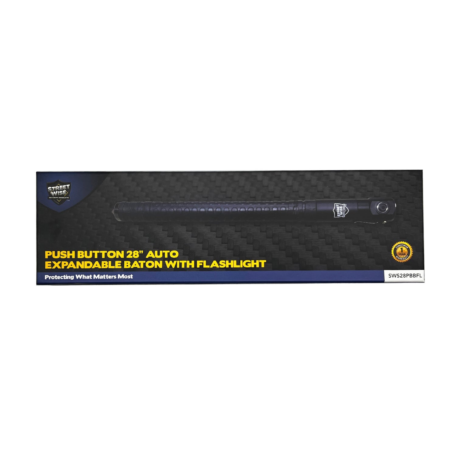 Push Button Auto Expandable Baton with Flashlight