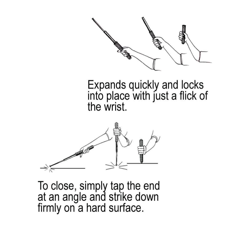 Dark Knight Expandable Steel Baton - Expand & Close Instructions