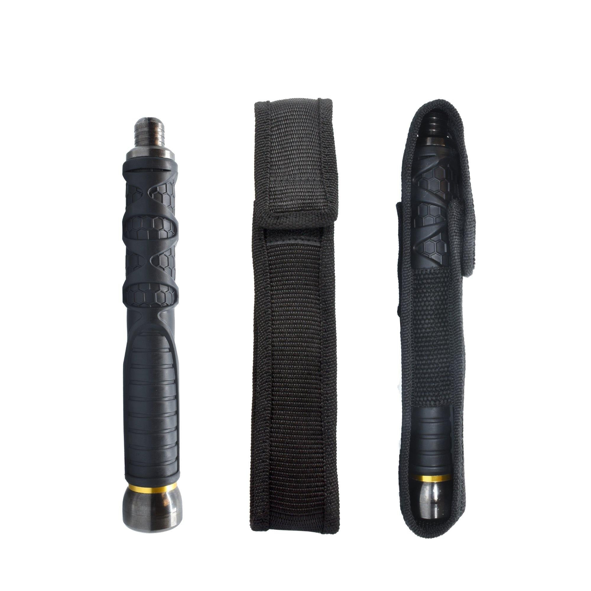 Streetwise Dark Knight 21-inch extendable baton collapsed to 8-10 inches for easy carry with sheath